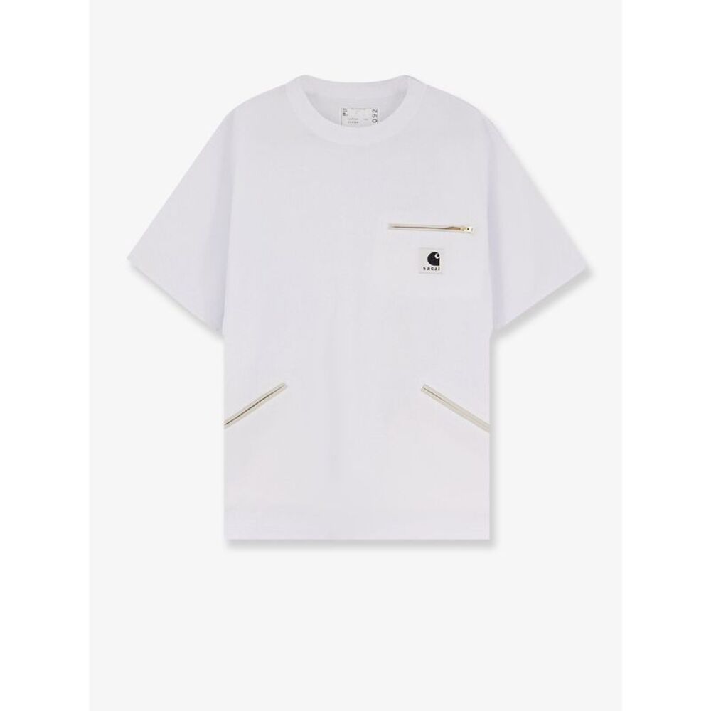 Sacai X Carhartt Wip Men Cotton T-Shirt With Frontal Logo Patch